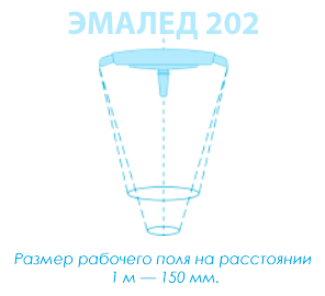 Светильник медицинский передвижной «ЭМАЛЕД 202 АП» с аварийным питанием - Размер рабочего поля на расстоянии 1 м — 150 мм.
